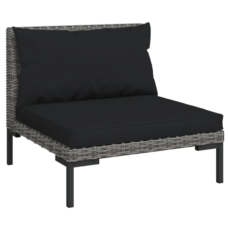 Salon de jardin 8 pcs avec coussins Résine tressée Gris foncé - 3