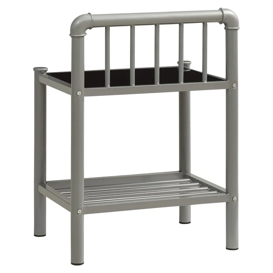Tables de chevet 2 pcs Gris et noir Métal et verre - 5