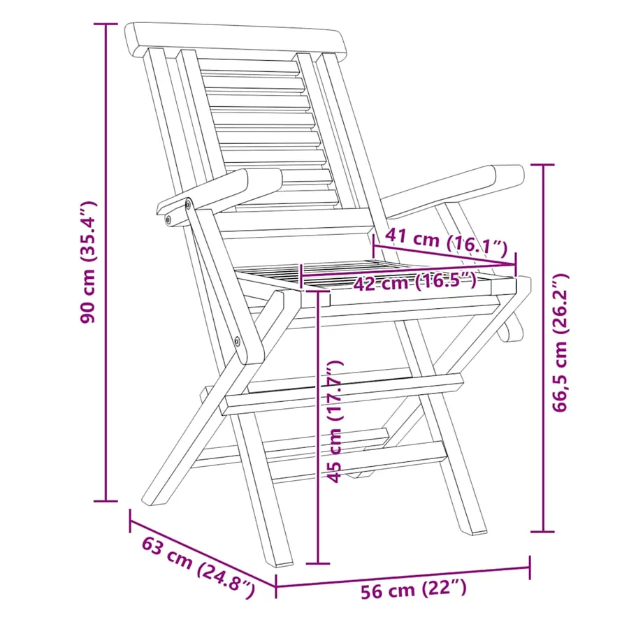Chaises de jardin pliantes lot de 4 56x63x90cm bois massif teck - 5