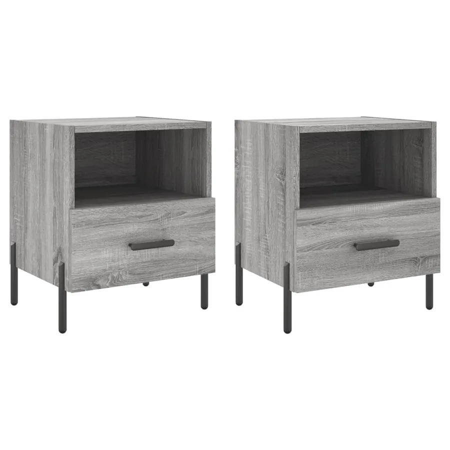 Tables de chevet 2 pcs sonoma gris 40x35x47,5 cm - 2