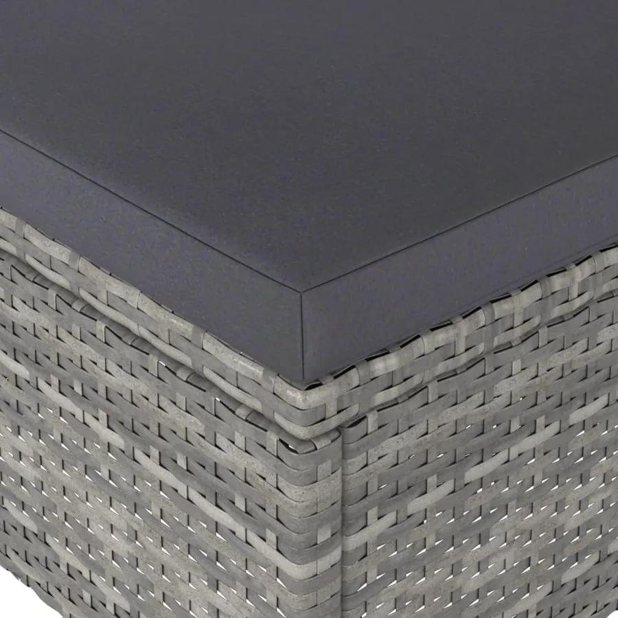 Jeu de chaise et tabouret de jardin 4 pcs Résine tressée Gris - 10