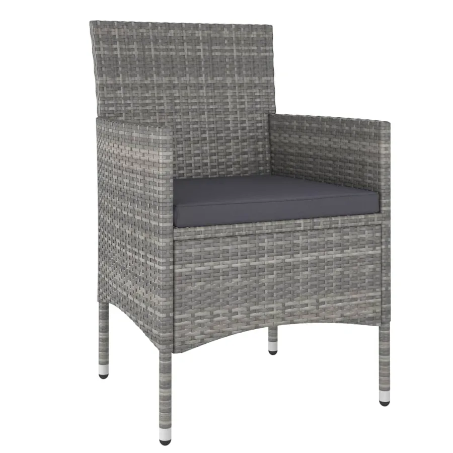 Jeu de chaise et tabouret de jardin 4 pcs Résine tressée Gris - 3