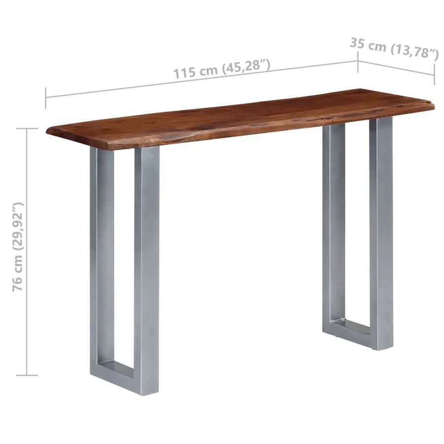 Table console 115x35x76 cm Bois d'acacia massif et fer - 7