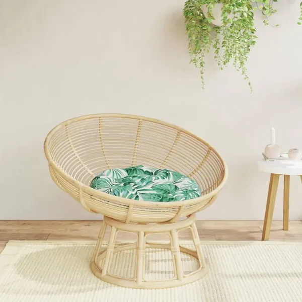 Coussin rond à motif de feuilles Ø 60 x11 cm tissu oxford