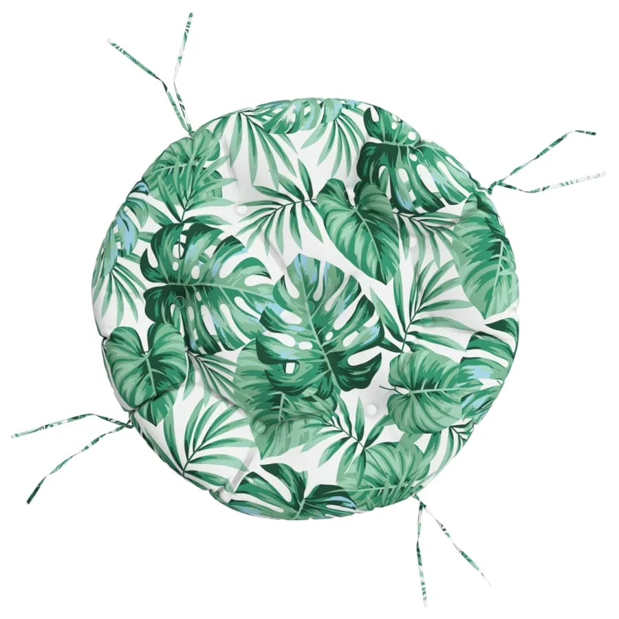 Coussin rond à motif de feuilles Ø 60 x11 cm tissu oxford - 2