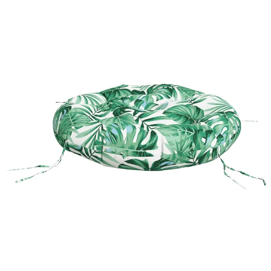 Coussin rond à motif de feuilles Ø 60 x11 cm tissu oxford - 4