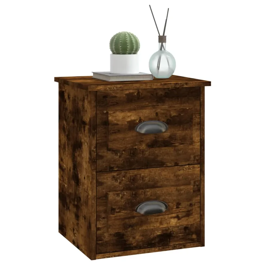 Table de chevet murale chêne fumé 41,5x36x53 cm - 4