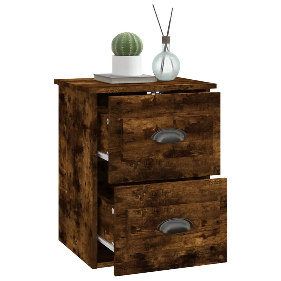 Table de chevet murale chêne fumé 41,5x36x53 cm - 5
