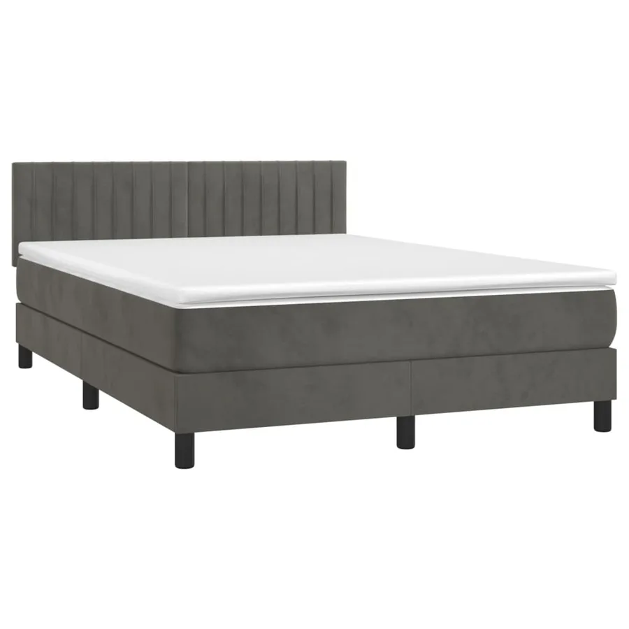Sommier à lattes de lit avec matelas LED Gris foncé 140x190 cm - 3