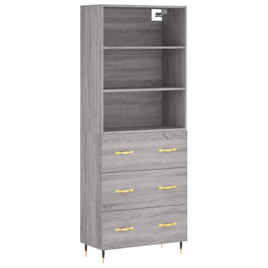 Buffet haut Sonoma gris 69,5x34x180 cm Bois d'ingénierie - 2