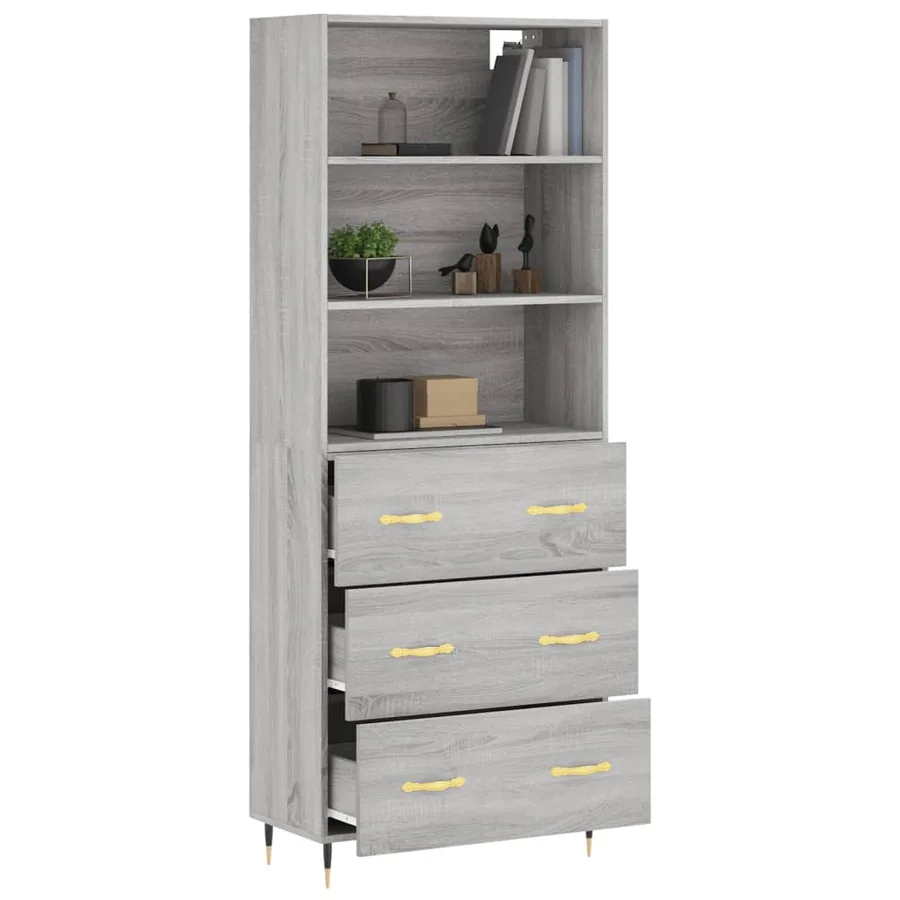 Buffet haut Sonoma gris 69,5x34x180 cm Bois d'ingénierie - 3