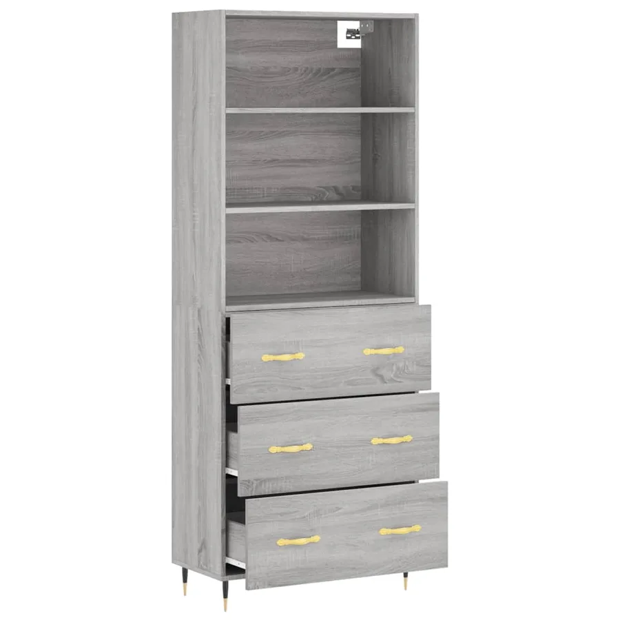 Buffet haut Sonoma gris 69,5x34x180 cm Bois d'ingénierie - 4
