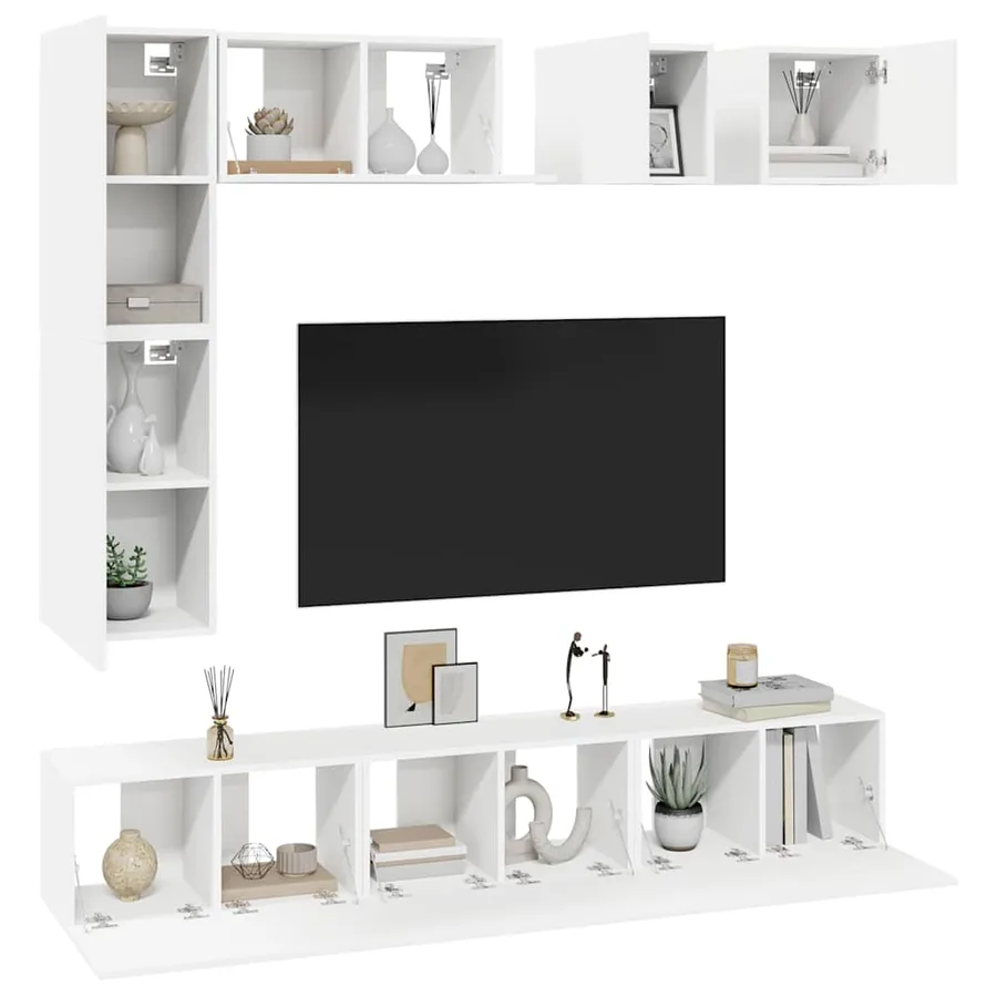 Ensemble de meubles TV 8 pcs Blanc Bois d'ingénierie - 3