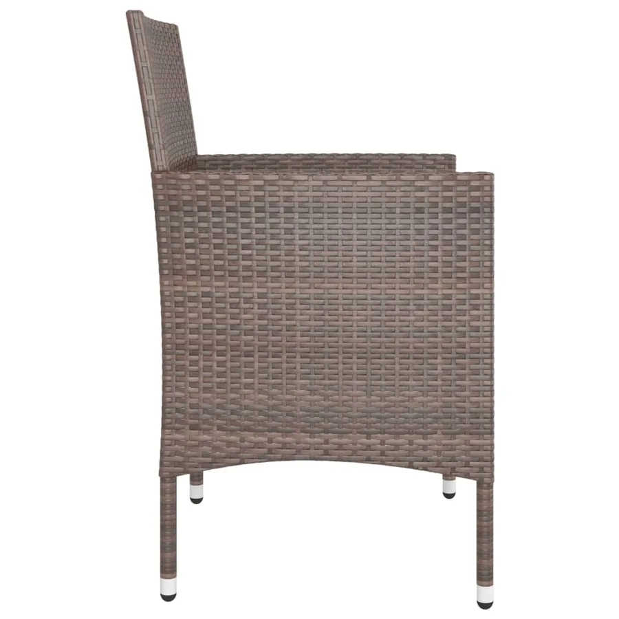 Jeu de chaise et tabouret de jardin 4 pcs Résine tressée Marron - 5