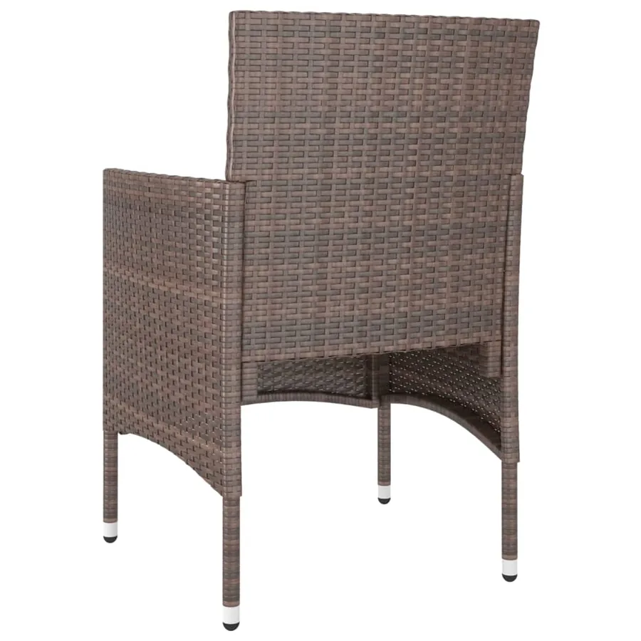 Jeu de chaise et tabouret de jardin 4 pcs Résine tressée Marron - 6