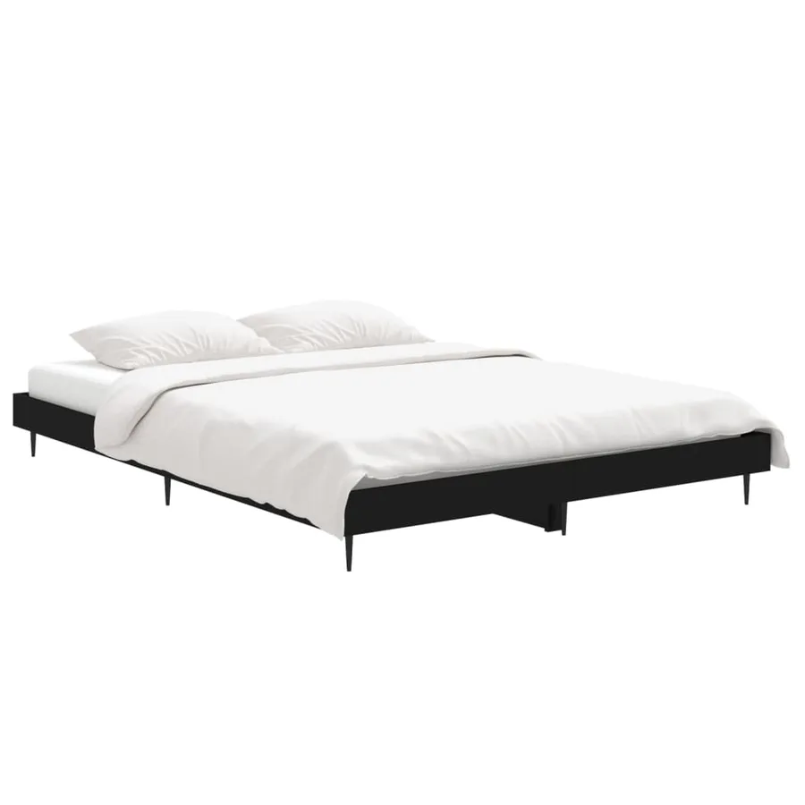 Cadre de lit sans matelas noir 135x190 cm bois d'ingénierie - 3