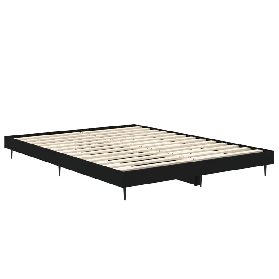 Cadre de lit sans matelas noir 135x190 cm bois d'ingénierie - 5