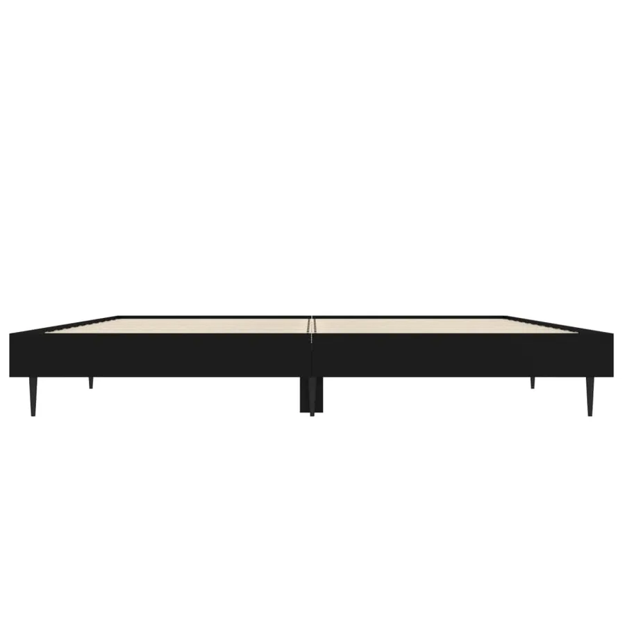 Cadre de lit sans matelas noir 135x190 cm bois d'ingénierie - 6