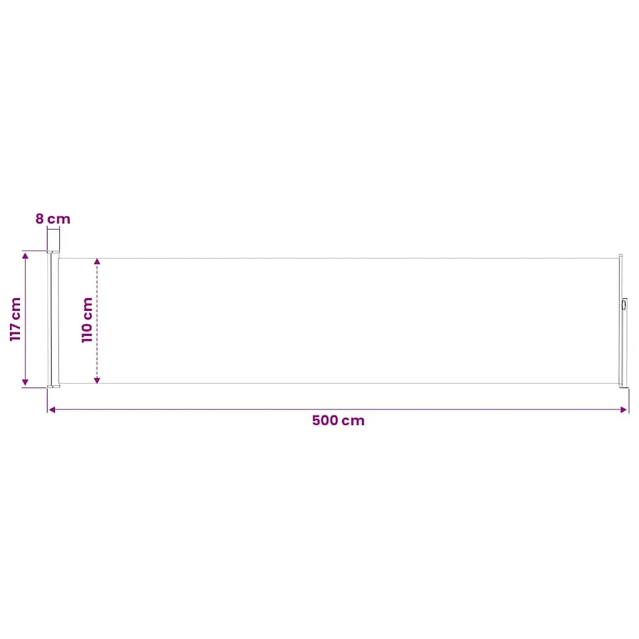 Auvent latéral rétractable de patio 120x500 cm Crème - 12