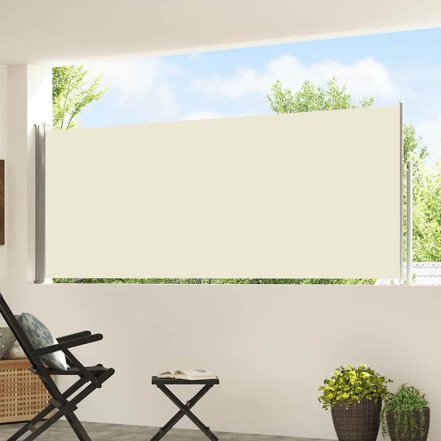 Auvent latéral rétractable de patio 120x500 cm Crème - 3