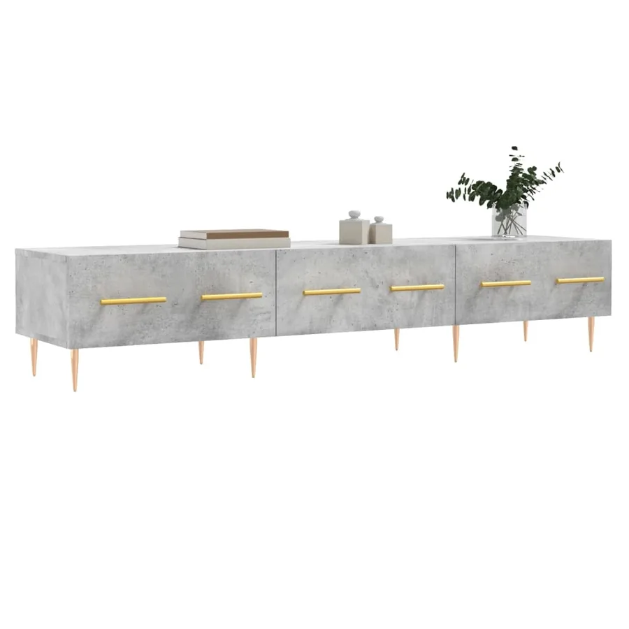Meuble TV gris béton 150x36x30 cm bois d'ingénierie - 3