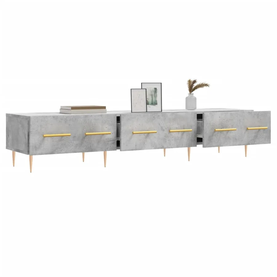 Meuble TV gris béton 150x36x30 cm bois d'ingénierie - 4