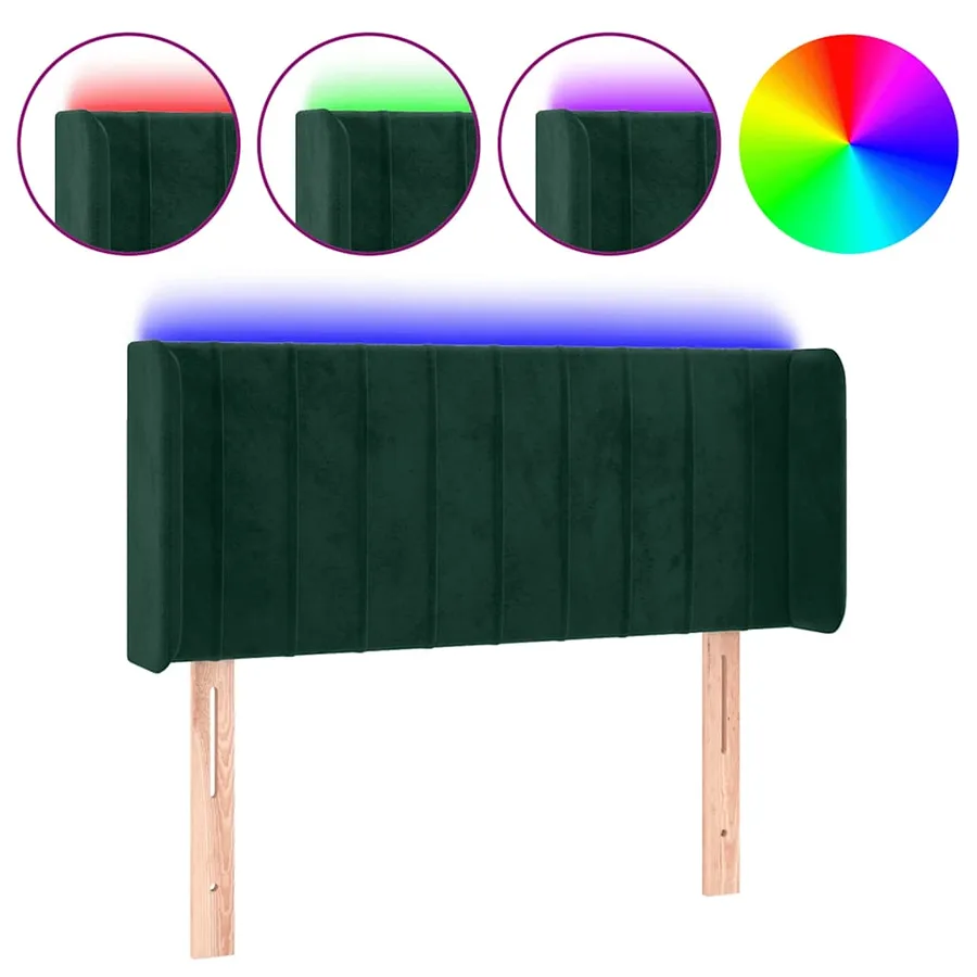 Tête de lit à LED Vert foncé 93x16x78/88 cm Velours - 2