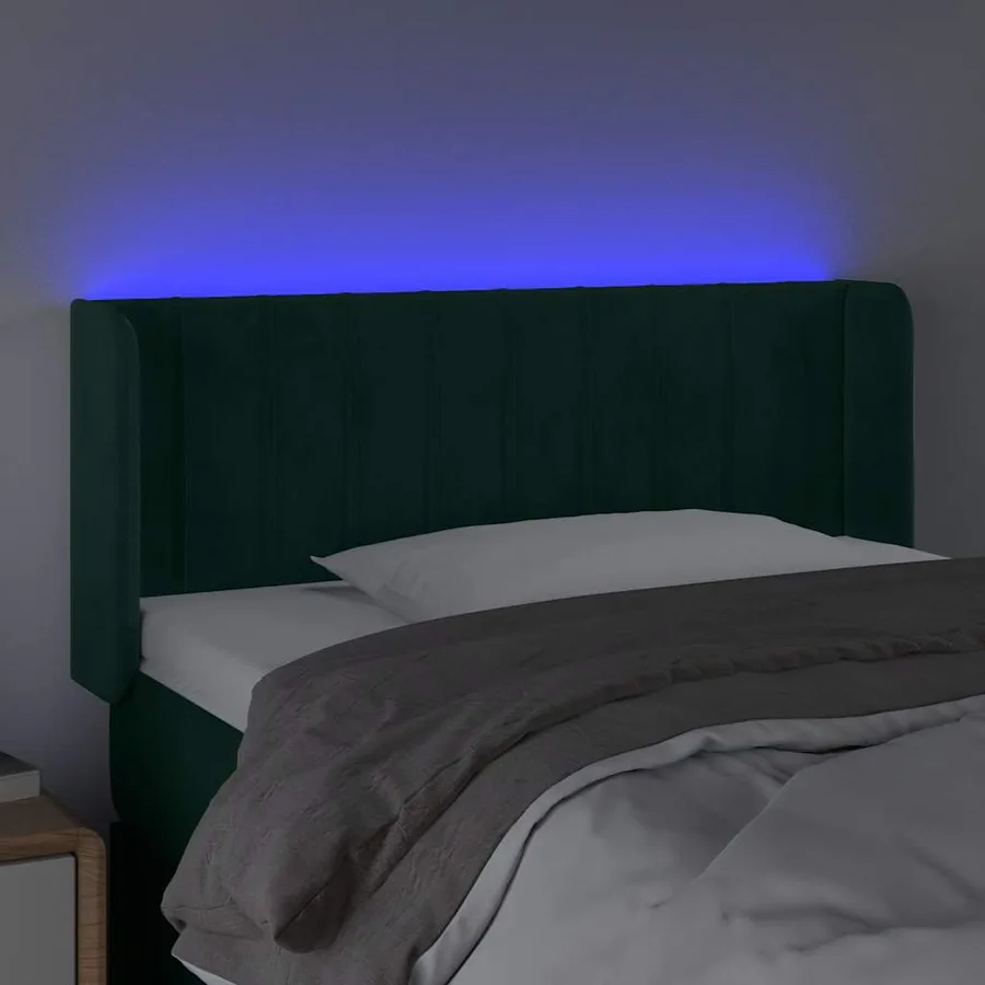 Tête de lit à LED Vert foncé 93x16x78/88 cm Velours - 4
