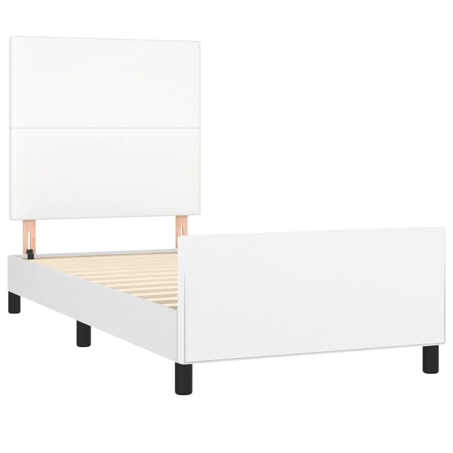 Cadre de lit sans matelas blanc 90x200 cm similicuir - 4
