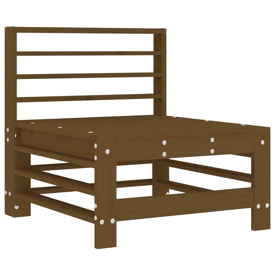 Canapé central avec coussins marron miel bois de pin solide - 4