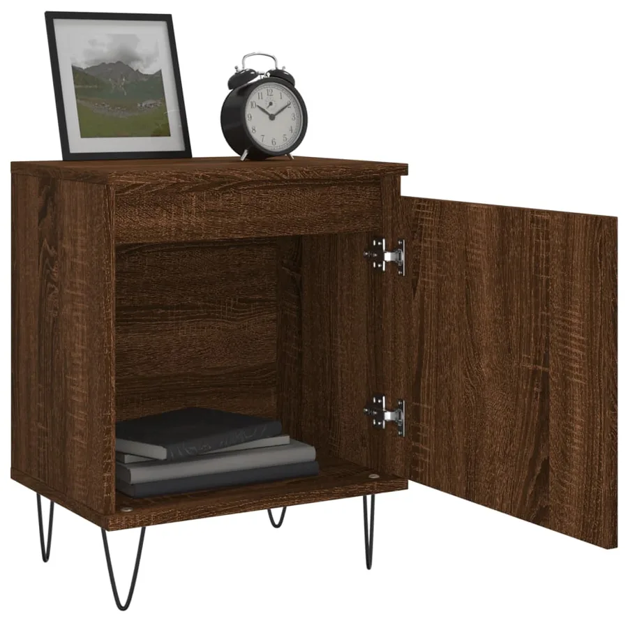 Table de chevet chêne marron 40x30x50 cm bois d'ingénierie - 4