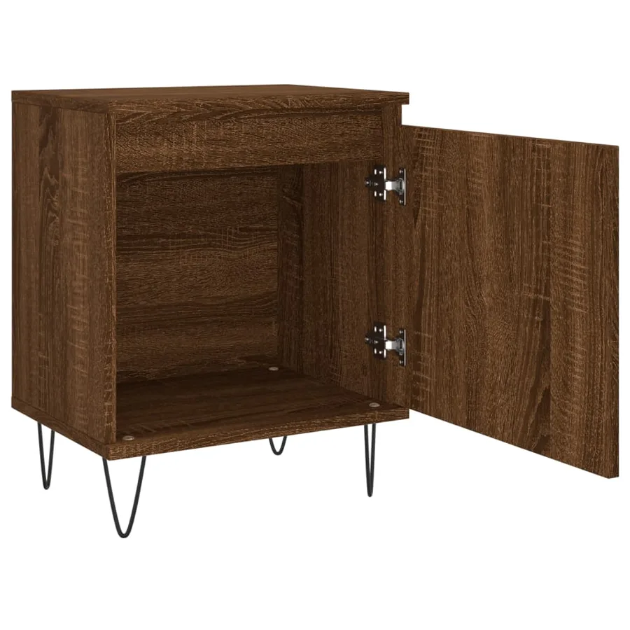 Table de chevet chêne marron 40x30x50 cm bois d'ingénierie - 6