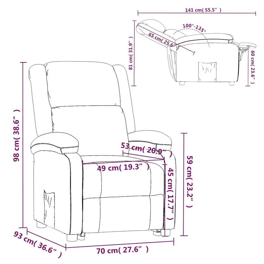 Fauteuil inclinable Marron Tissu - 9