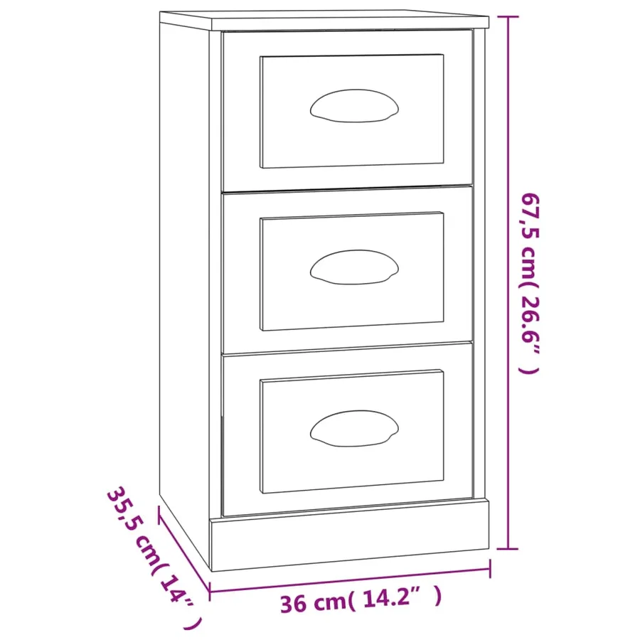 Buffet sonoma gris 36x35,5x67,5 cm bois d'ingénierie - 9