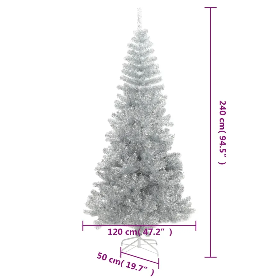 Sapin de Noël artificiel avec support argenté 240 cm PET - 6