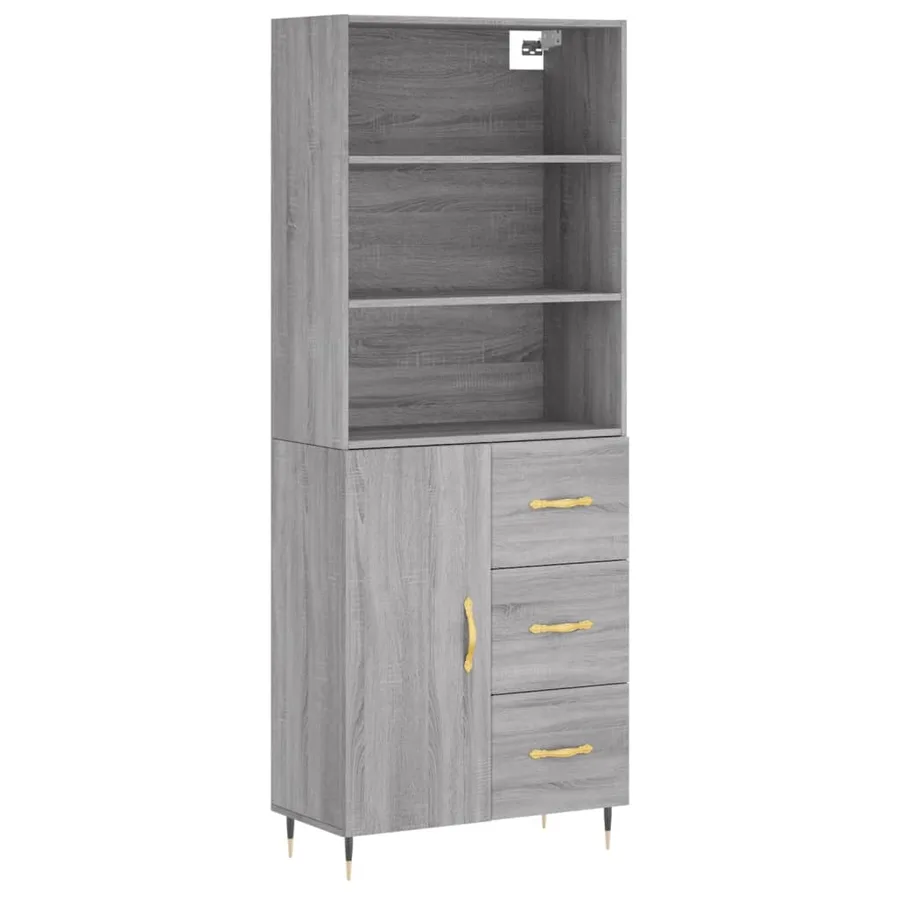 Buffet haut Sonoma gris 69,5x34x180 cm Bois d'ingénierie - 2