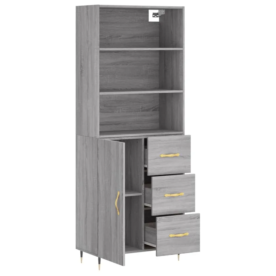 Buffet haut Sonoma gris 69,5x34x180 cm Bois d'ingénierie - 4