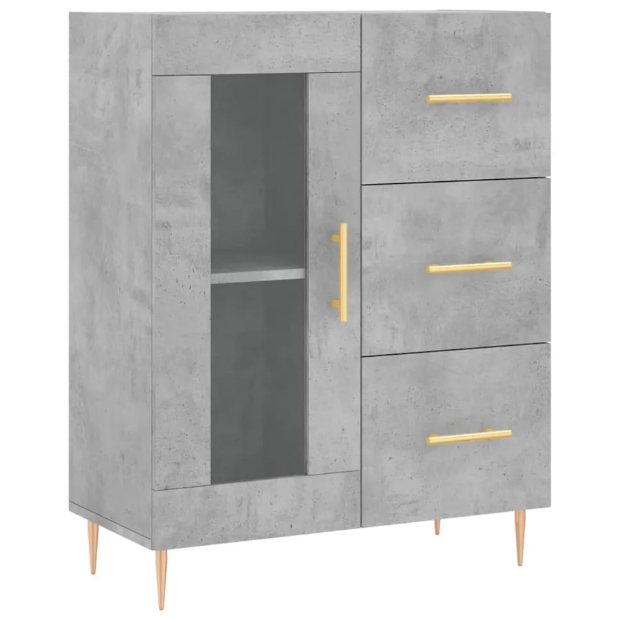 Buffet gris béton 69,5x34x90 cm bois d'ingénierie - 2