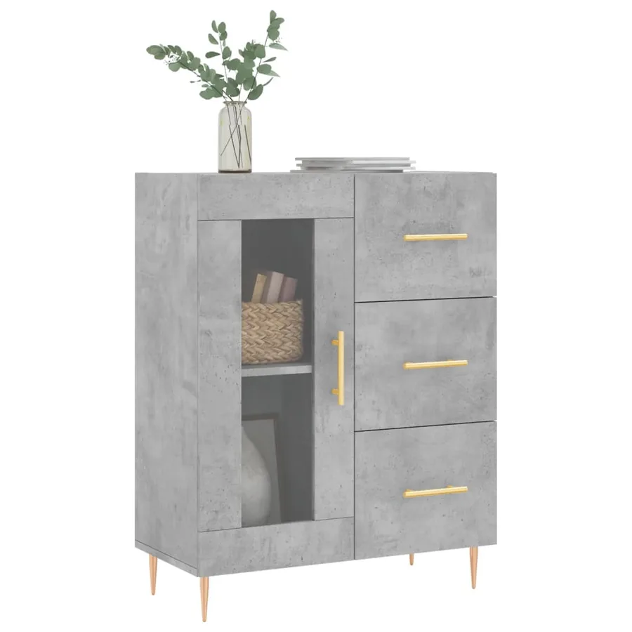 Buffet gris béton 69,5x34x90 cm bois d'ingénierie - 3