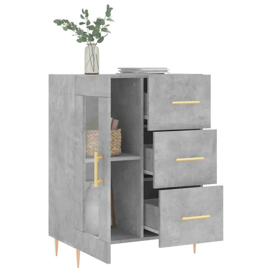 Buffet gris béton 69,5x34x90 cm bois d'ingénierie - 4