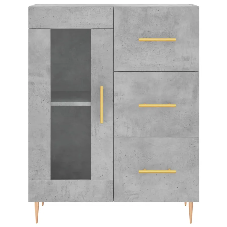 Buffet gris béton 69,5x34x90 cm bois d'ingénierie - 5