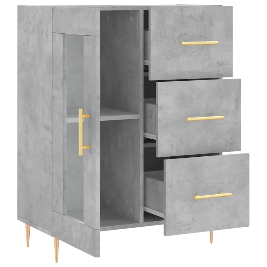 Buffet gris béton 69,5x34x90 cm bois d'ingénierie - 6