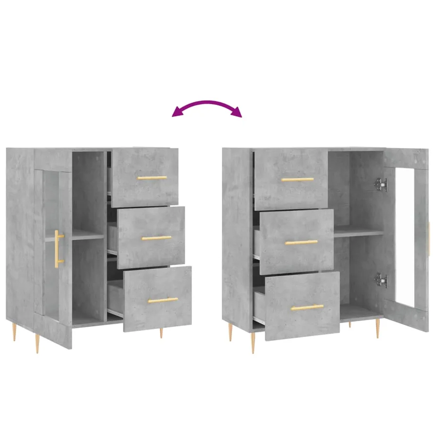 Buffet gris béton 69,5x34x90 cm bois d'ingénierie - 9