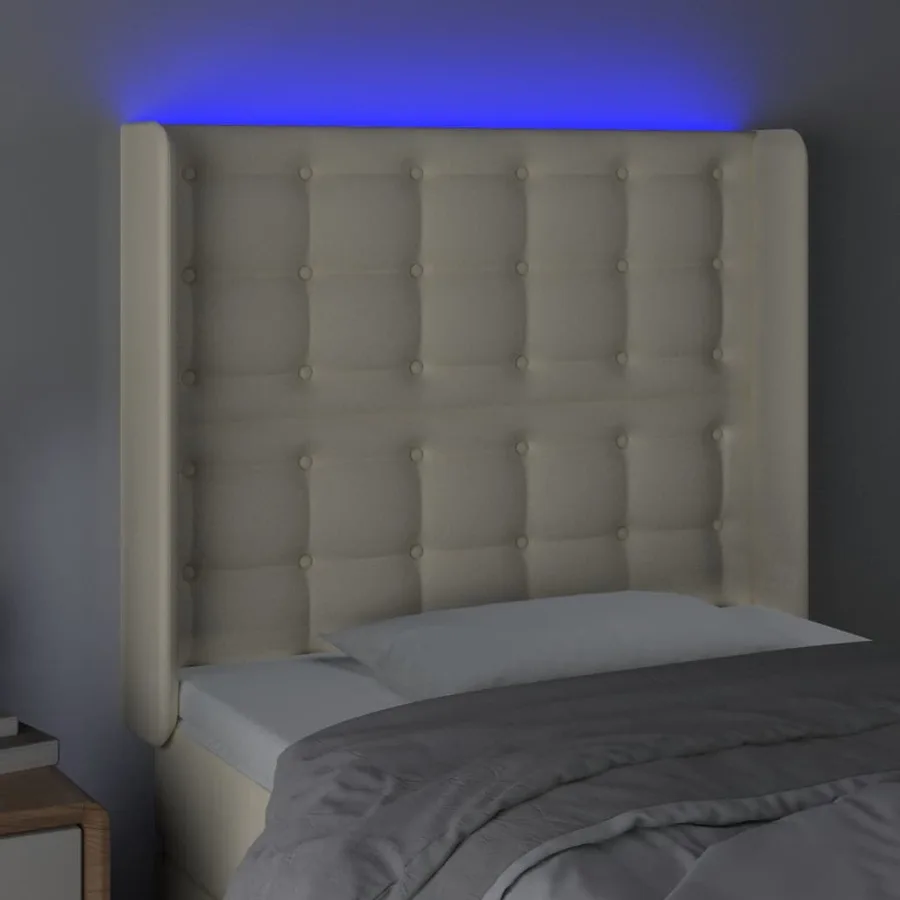Tête de lit à LED Crème 103x16x118/128 cm Similicuir - 4