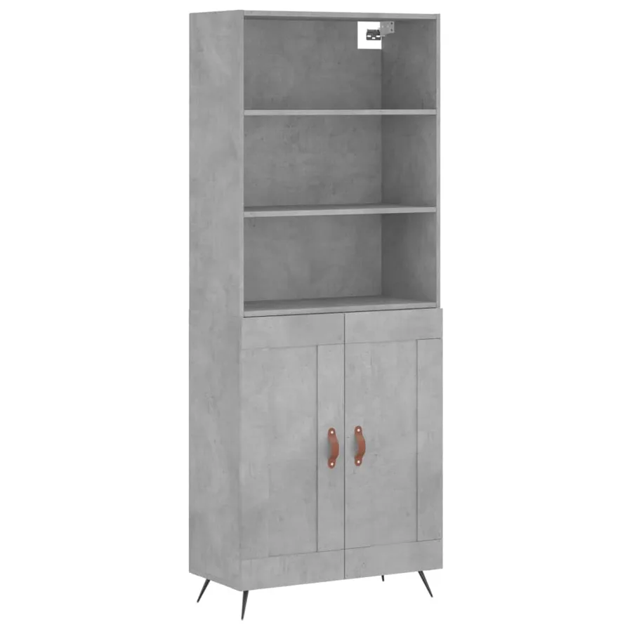 Buffet haut Gris béton 69,5x34x180 cm Bois d'ingénierie - 2