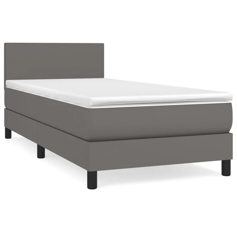 Sommier à lattes de lit avec matelas Gris 80x200 cm Similicuir - 2