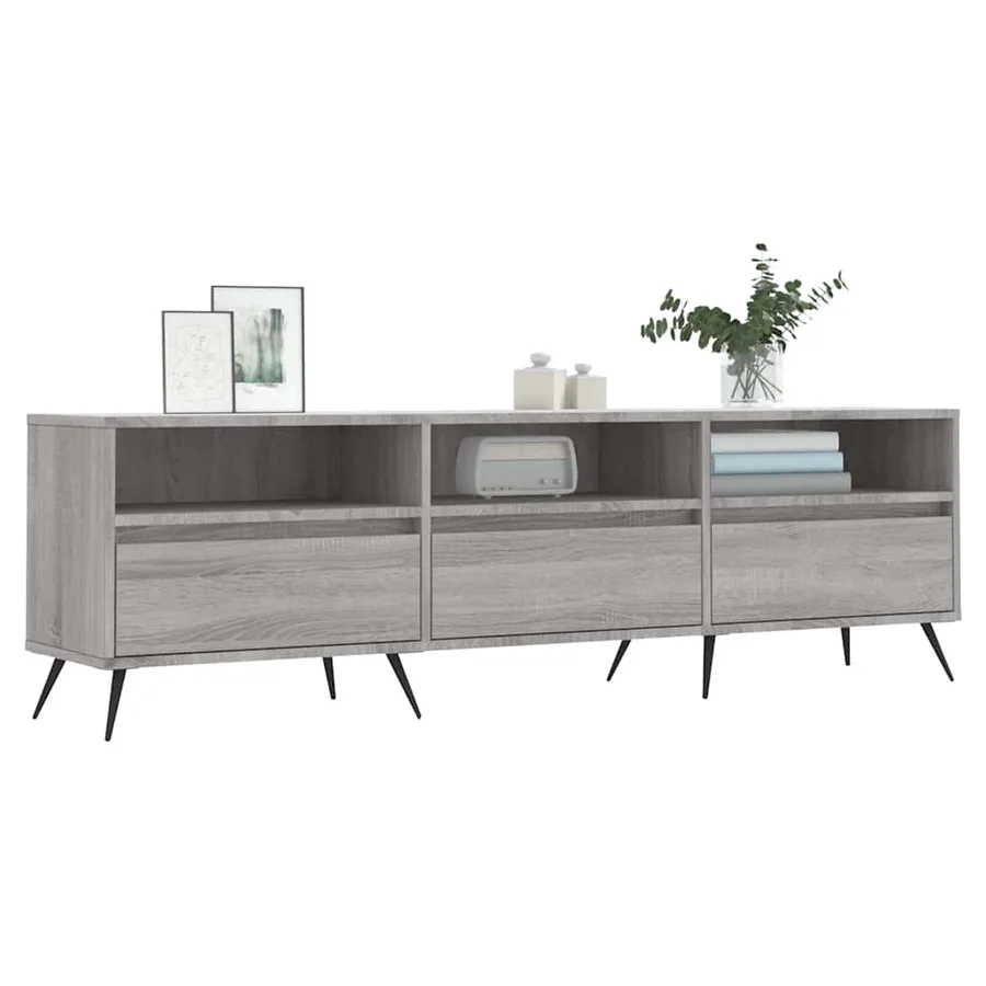 Meuble TV sonoma gris 150x30x44,5 cm bois d'ingénierie - 3