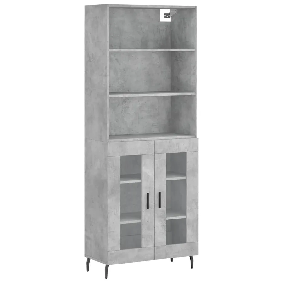 Buffet haut Gris béton 69,5x34x180 cm Bois d'ingénierie - 2