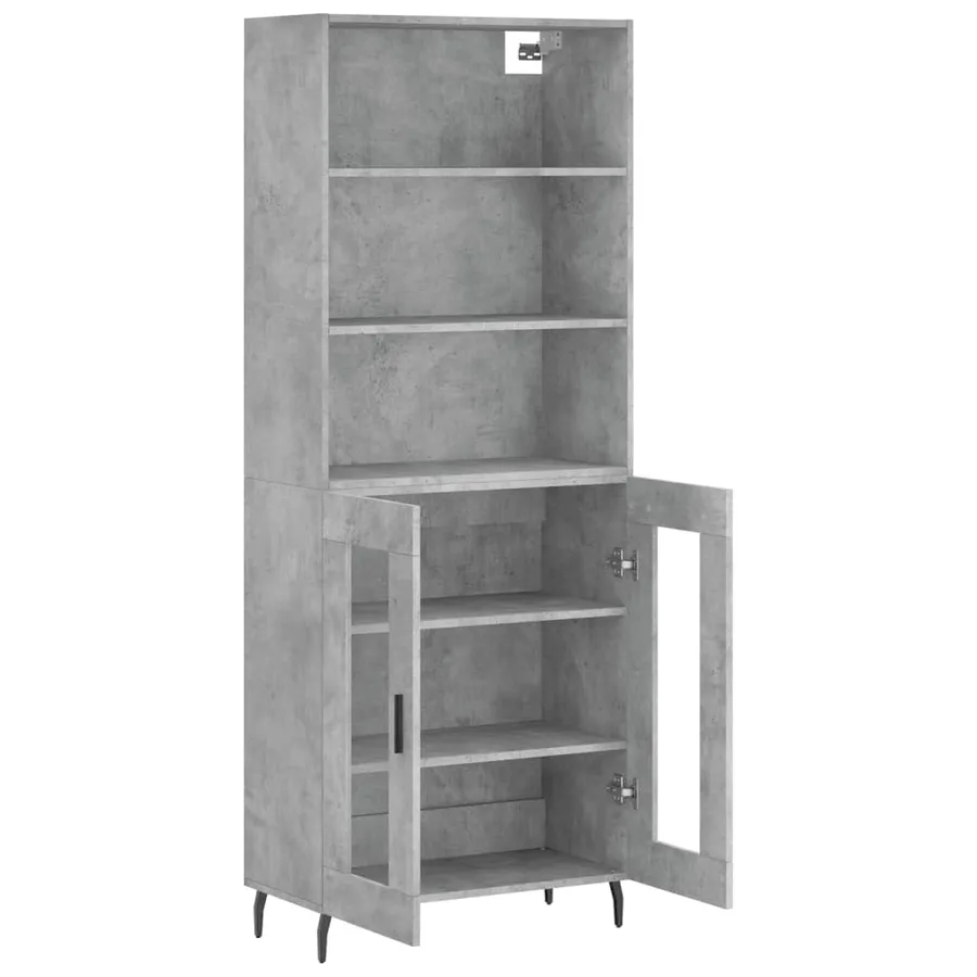 Buffet haut Gris béton 69,5x34x180 cm Bois d'ingénierie - 4