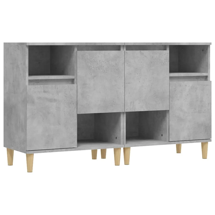 Buffets 2 pcs gris béton 60x35x70 cm bois d'ingénierie - 2
